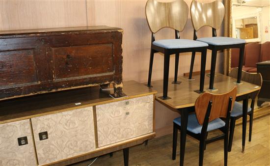 A 1960s dining suite, sideboard W.152cm